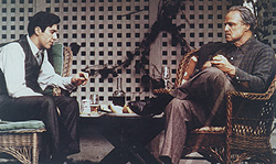 Al Pacino e Marlon Brando em O Poderoso Chefão, de Coppola: elegância e boa mesa